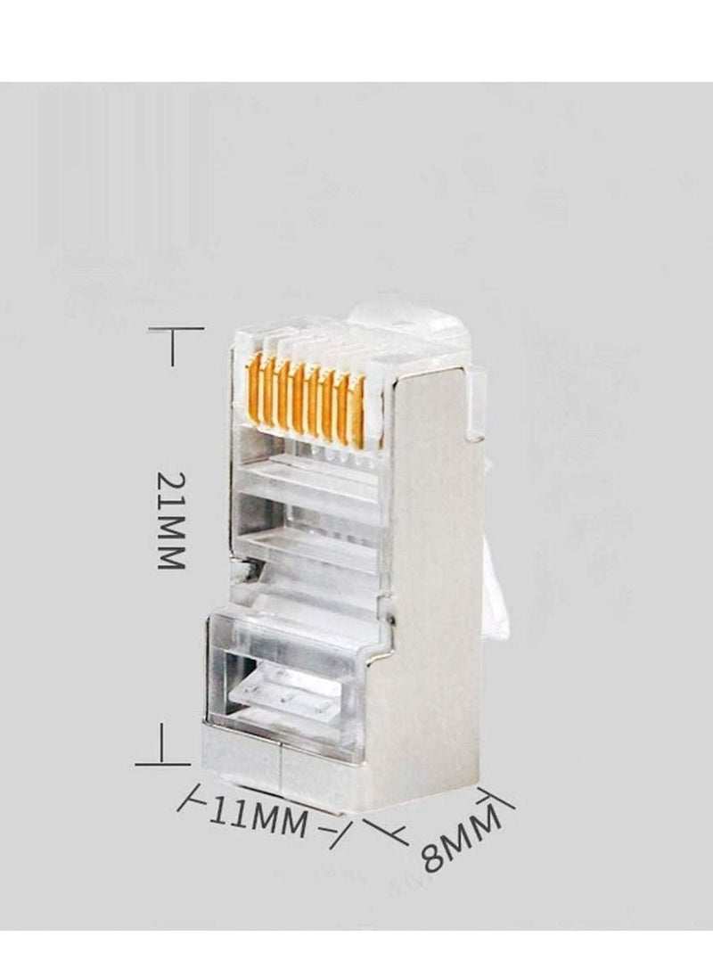Ntech Royal Apex RJ45 Plugs Connector 8P8C Cat7 Crimp Connector RJ45 Ends, Ethernet Modular Crimp Connectors for Twist Paired Solid and Standard Ethernet Cable Wire (Pack of 25)