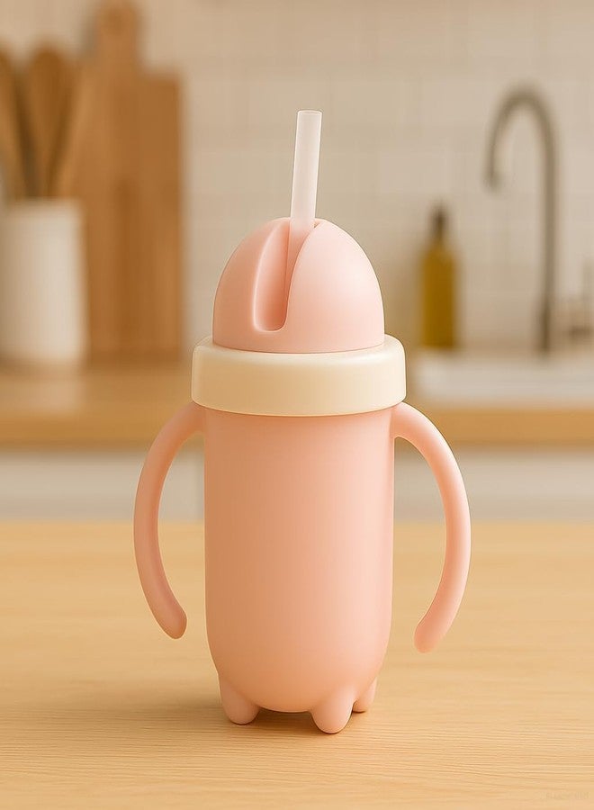 Simplyhut Sipper Water Bottel - 300ML BPA Free Plastic Cute Bear Design Cup with Leakproof Lid, Straw & Twin Handles for Kids & Toddlers, Travel Sippy Cup for Milk, Water, Juice(Multicolour) - Image 5