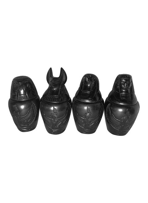 Set Of 4 Egyptian Ancient Canopic Jars Canopy Jar Organs Storage Statue Statues Pharaoh Pharaohs Collection Collectable Mythology