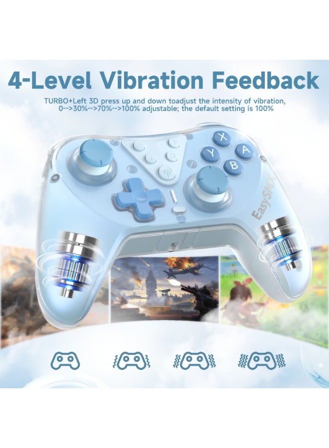 EasySMX Classic Gamepad EasySMX T39 Switch Controller Bluetooth Gaming Controller Compatible with Switch/Switch Lite/OLED with Protective Case/TURBO Burst Function & Screenshot Function/NFC Function/Precise Direction Control Design & Lock Function/6-Axis Gyro Motion Control/Hall Sensor Joystick/4-Level Vibration Feedback/One Key Wake Up 600mAh Battery Paly for 21 hours Light Weight Ergonomics 9 Colors RGB Lighting - Image 4