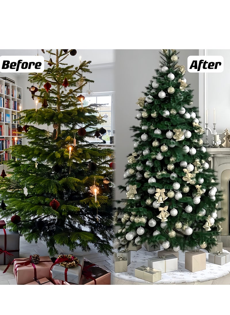 Generic NT 31"Tree Skirt Ramadan Decoration Eid al Fitr Decoration Silver Plated Snowflake White Artificial Rabbit Hair Tree Base Cover Mat Tree for Holiday Party Decoration (Silver)  - Image 2