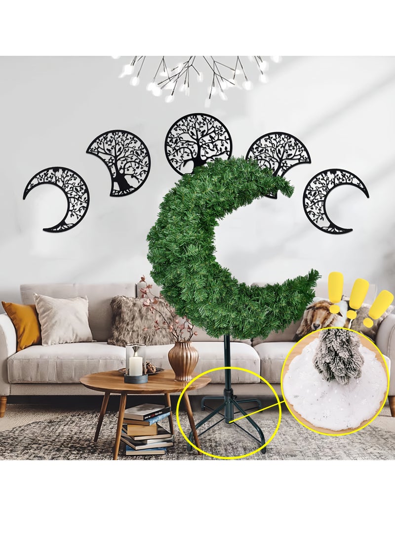 Generic NT 31"Tree Skirt Ramadan Decoration Eid al Fitr Decoration Silver Plated Snowflake White Artificial Rabbit Hair Tree Base Cover Mat Tree for Holiday Party Decoration (Silver)  - Image 5