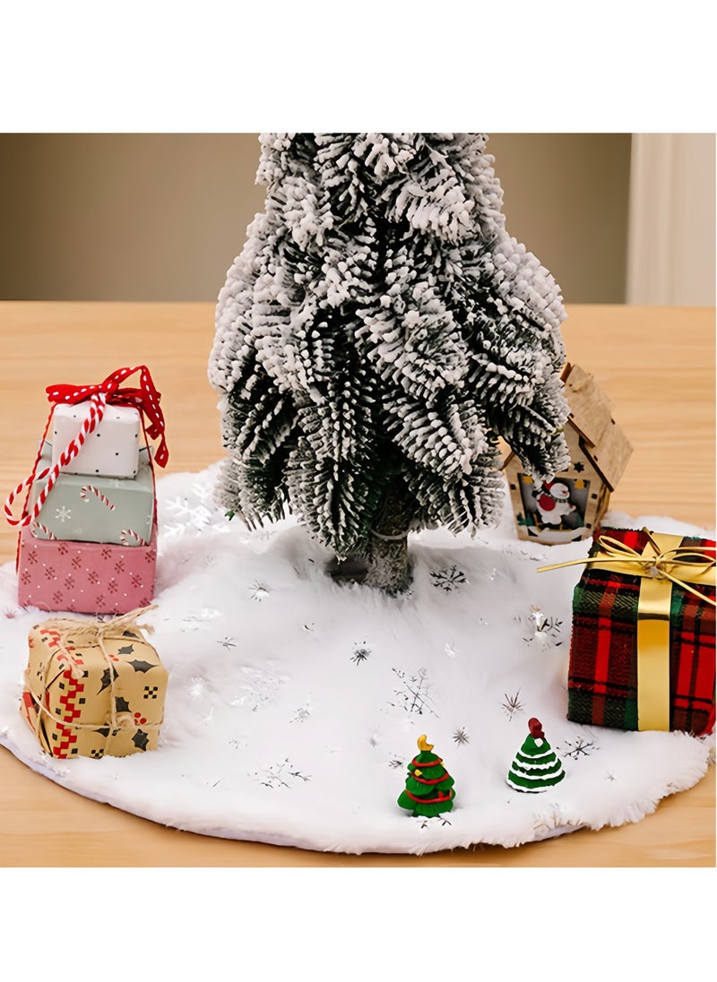 Generic NT 31"Tree Skirt Ramadan Decoration Eid al Fitr Decoration Silver Plated Snowflake White Artificial Rabbit Hair Tree Base Cover Mat Tree for Holiday Party Decoration (Silver)  - Image 4