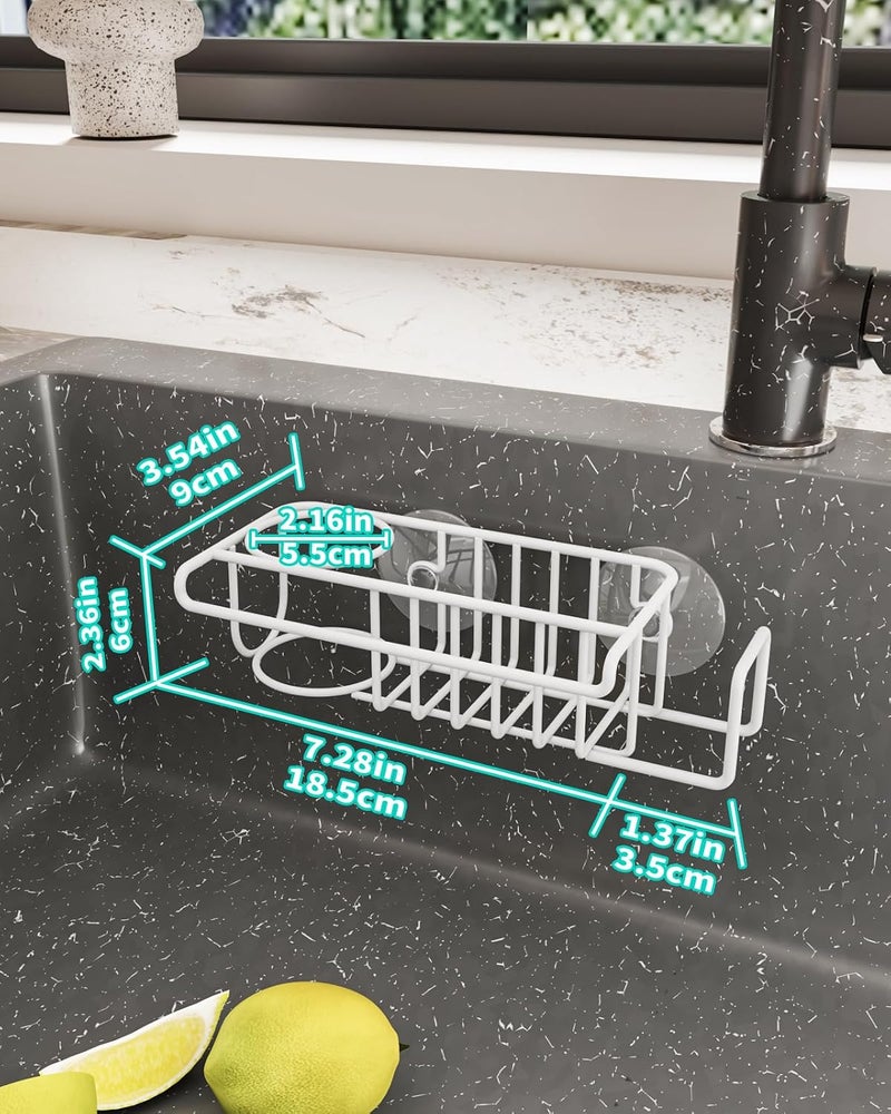HapiRm Sponge Holder for Kitchen Sink, No Drill Sink Caddy Sink Sponge Holder, Rustproof and Waterproof Sink Sponge Holder-White(8.65 * 3.54 * 2.36in) - Image 5