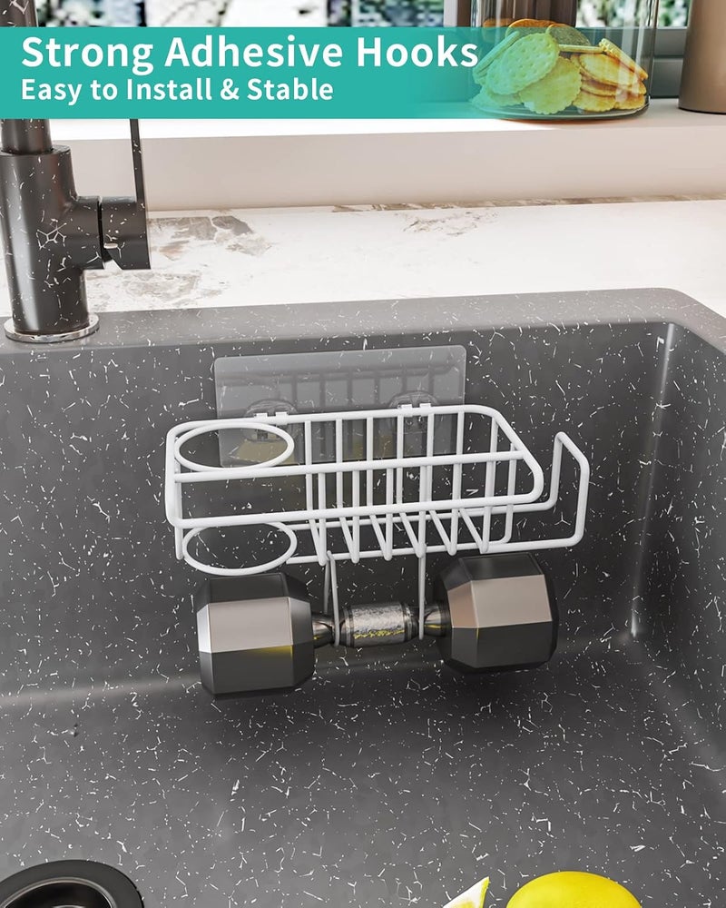 HapiRm Sponge Holder for Kitchen Sink, No Drill Sink Caddy Sink Sponge Holder, Rustproof and Waterproof Sink Sponge Holder-White(8.65 * 3.54 * 2.36in) - Image 3