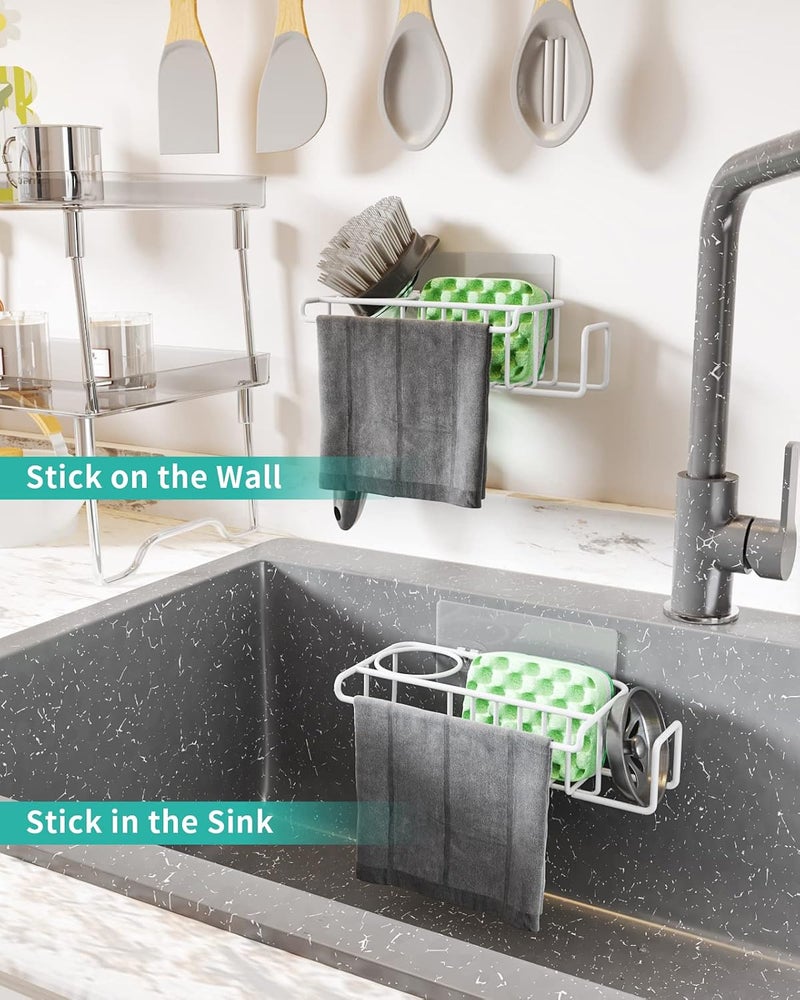 HapiRm Sponge Holder for Kitchen Sink, No Drill Sink Caddy Sink Sponge Holder, Rustproof and Waterproof Sink Sponge Holder-White(8.65 * 3.54 * 2.36in) - Image 4