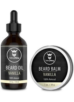 Striking Viking Beard Oil And Balm Leave In Beard Conditioner Styles Softens & Moisturizes Beards & Mustache All Natural Organic Argan & Jojobo Oils Vanilla  - Image 1
