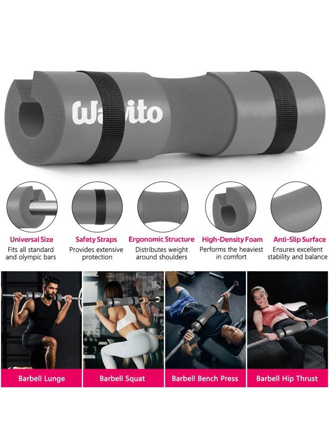 WALITO 8Pcs Barbell Pad Set for Hip Thrust - Squat Pad,Gym Accessories for Women with Bar Bad,Bench Press, with Gym Ankle Straps,Resistance Bands for Working Out,Lifting Strap,Carry Bag - Image 3