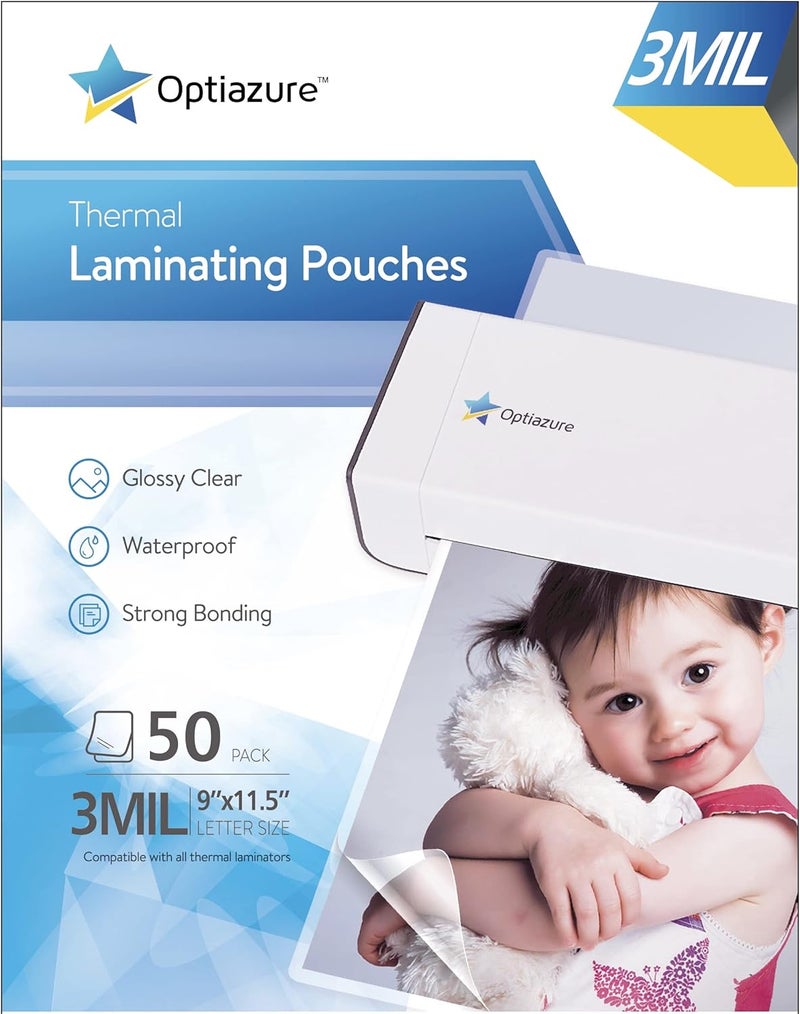 Optiazure Thermal Laminating Pouches 9"x11.5" Inches, 3mil 50Pack, Laminating Sheets, Clear, Letter Size,Office and School Supplies - Image 2