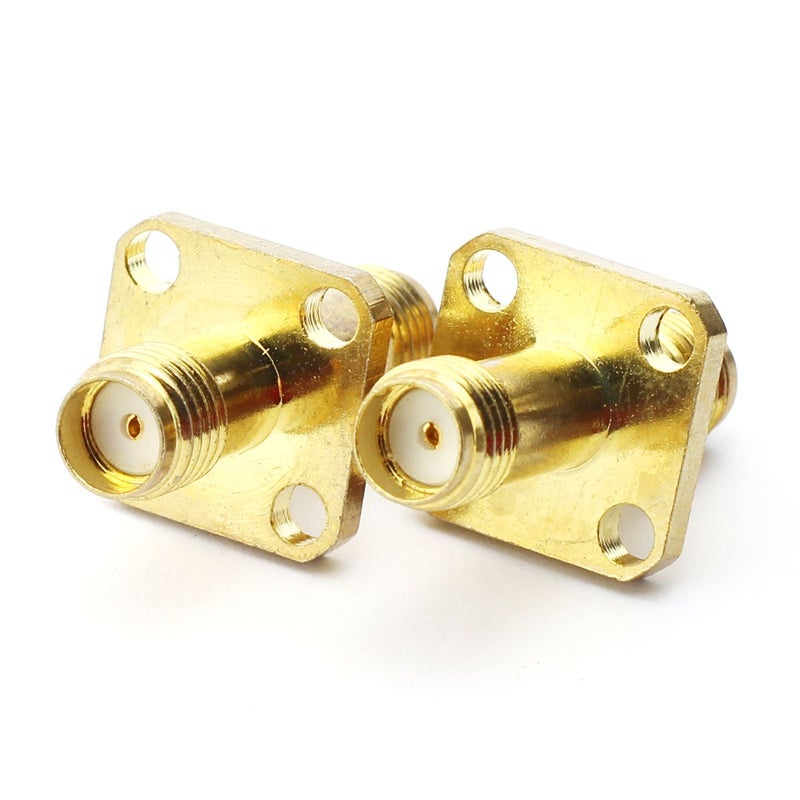 Maxmoral 2PCS SMA Female to SMA Female Connector with 4-Hole Flange RF Coax Coaxial Adapter - Image 4