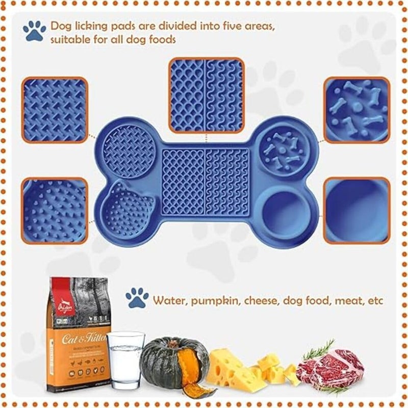 Riviox "Dog Bath Brush with Shampoo Dispenser & Self-Cleaning Slicker Brush + 6-in-1 Bone Lick Mat for Dogs & Cats - Silicone Suction Mat for Anxiety Relief" (pack of 3) - Image 2