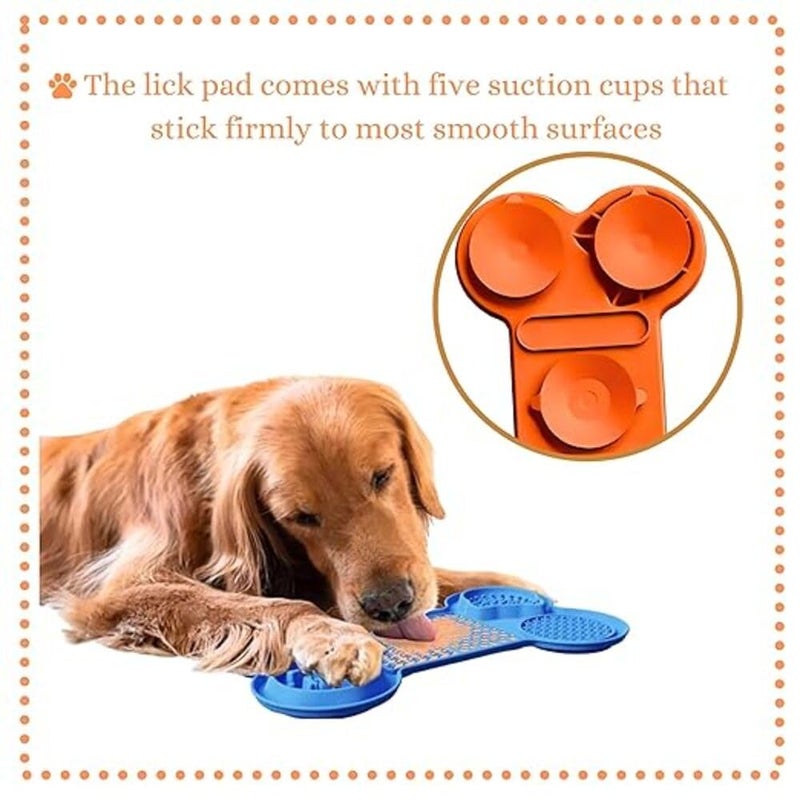 Riviox "Dog Bath Brush with Shampoo Dispenser & Self-Cleaning Slicker Brush + 6-in-1 Bone Lick Mat for Dogs & Cats - Silicone Suction Mat for Anxiety Relief" (pack of 3) - Image 4