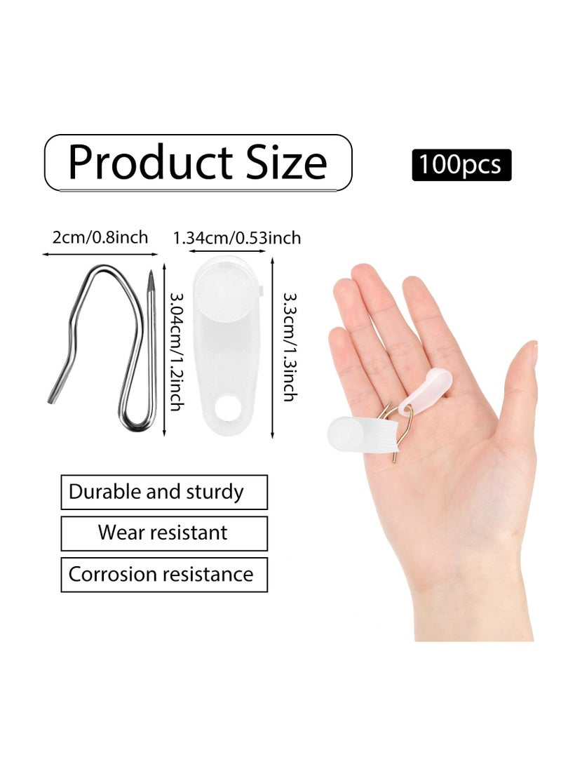 Generic - 100 Sets of White Traverse Rod Slides Curtain Track Glider Hooks - Drapery Hooks for Traverse Curtain Rods - Plastic and Metal Hooks for Window Curtains - Image 1
