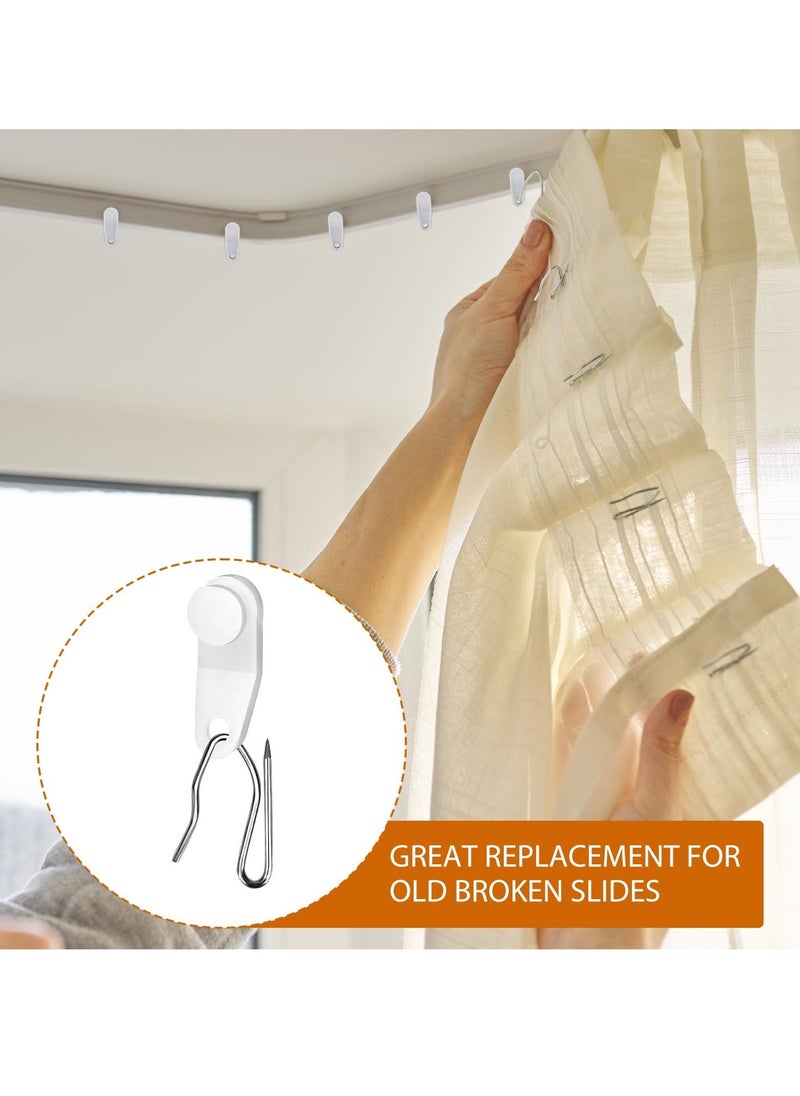 Generic - 100 Sets of White Traverse Rod Slides Curtain Track Glider Hooks - Drapery Hooks for Traverse Curtain Rods - Plastic and Metal Hooks for Window Curtains - Image 1