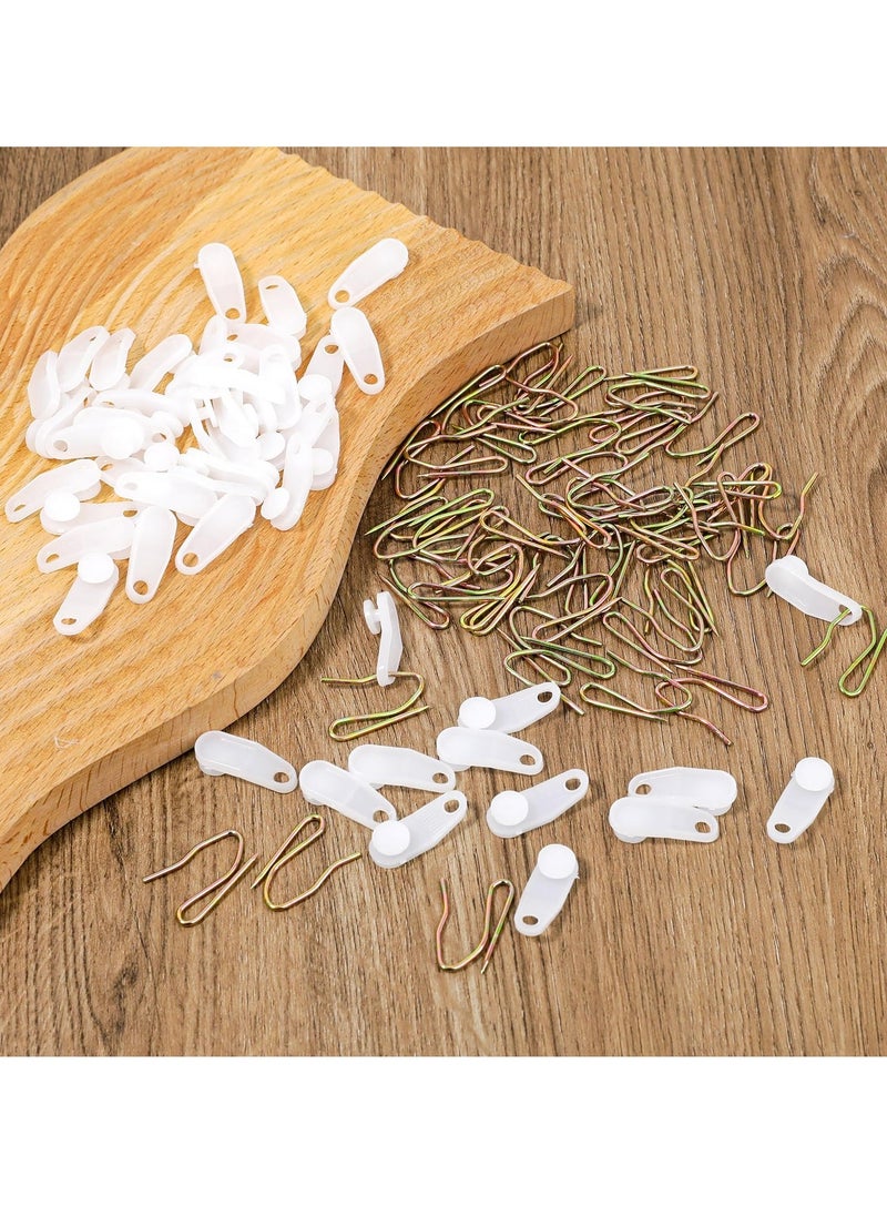 Generic - 100 Sets of White Traverse Rod Slides Curtain Track Glider Hooks - Drapery Hooks for Traverse Curtain Rods - Plastic and Metal Hooks for Window Curtains - Image 1