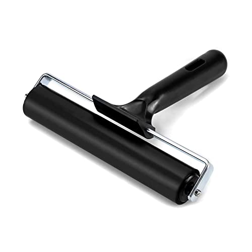 ARROLLIANT Printmaking Art Roller Rubber Ink Print Roller Black Soft Ink Oil Painting Brayer with Handle for Block Printing Making Stamping Gluing Application DIY Art and Craft Tool Size (6 INCH) - Image 1