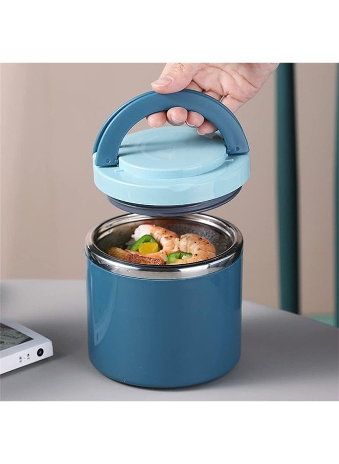 Insulated Food Jar, 1000ml Soup Container Lunch Box, Stainless Steel Bento Box with Handle, Breakfast Cup Soup Storage Container Sealed for Work Travel (Blue)