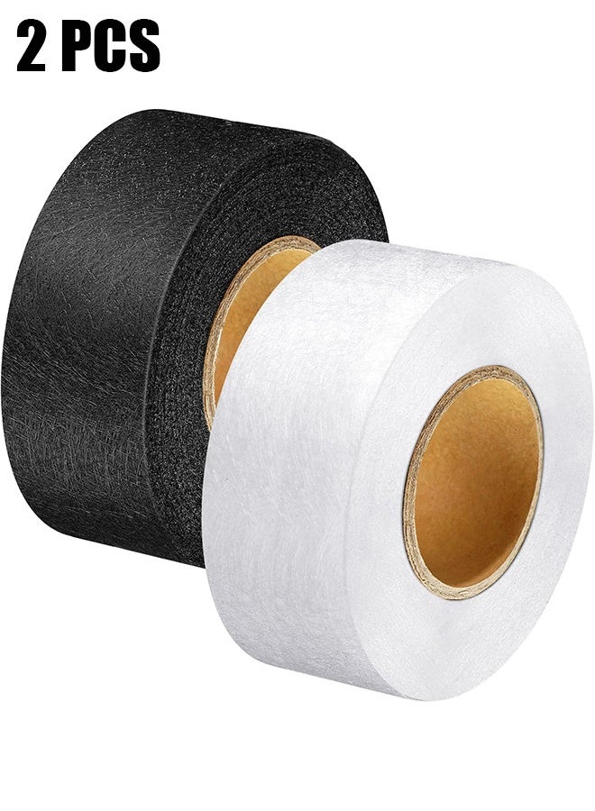 HY 2 Rolls of Ironing Cloth Tape for Repairing Curtains,Clothes,Pants,Pillowcases (Black, White)  - Image 1