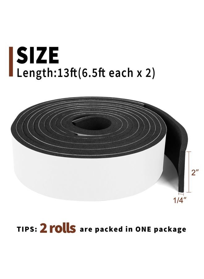 Yotache Foam Rubber Seal Strip Tape 2 in One Roll 2 Inch Wide X 1/4 Inch Thick, Foam Adhesive Strips Closed Cell Foam Tape Automotive Weather Stripping, Total 13 Feet Long - Image 4