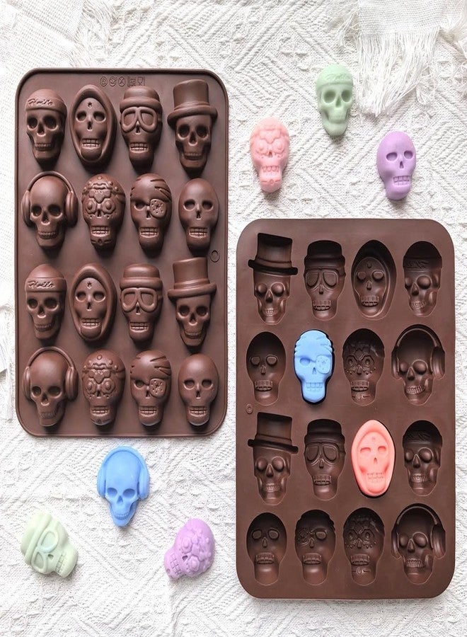 LEGACYCART 16 Cavity Gummy Skull Candy Silicone Mould 1 Cavity Silicone Skull Mold for Halloween Chocolate, Candy,Jelly, Wax Melt, Dog Treats, Ice Cube (Pack of 2) - Image 3