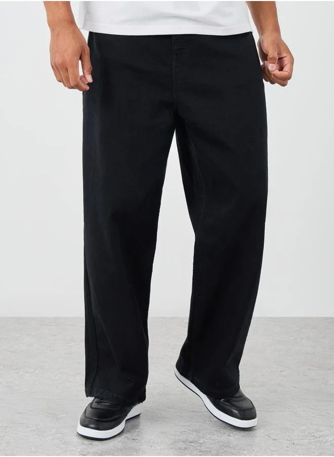ستايلي Styli Solid Mid Rise Wide Leg Jeans