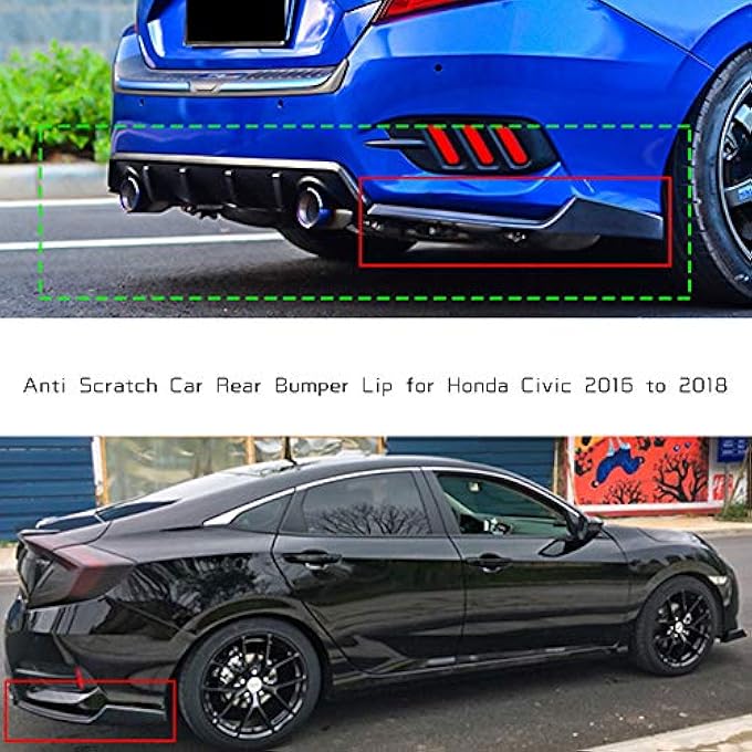 Domary Light Black Anti Scratch Car Rear Bumper Lip Diffuser Splitter for Honda Civic 2016 to 2018 - 2 Pieces - Image 2