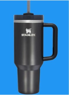 Stanley Quencher H2.0 FlowState Vacuum Insulated Tumbler – 40 oz Black Stainless Steel Travel Mug with Lid & Straw, Double-Walled Leakproof Design, Keeps Drinks Hot/Cold for Hours, Durable & Portable