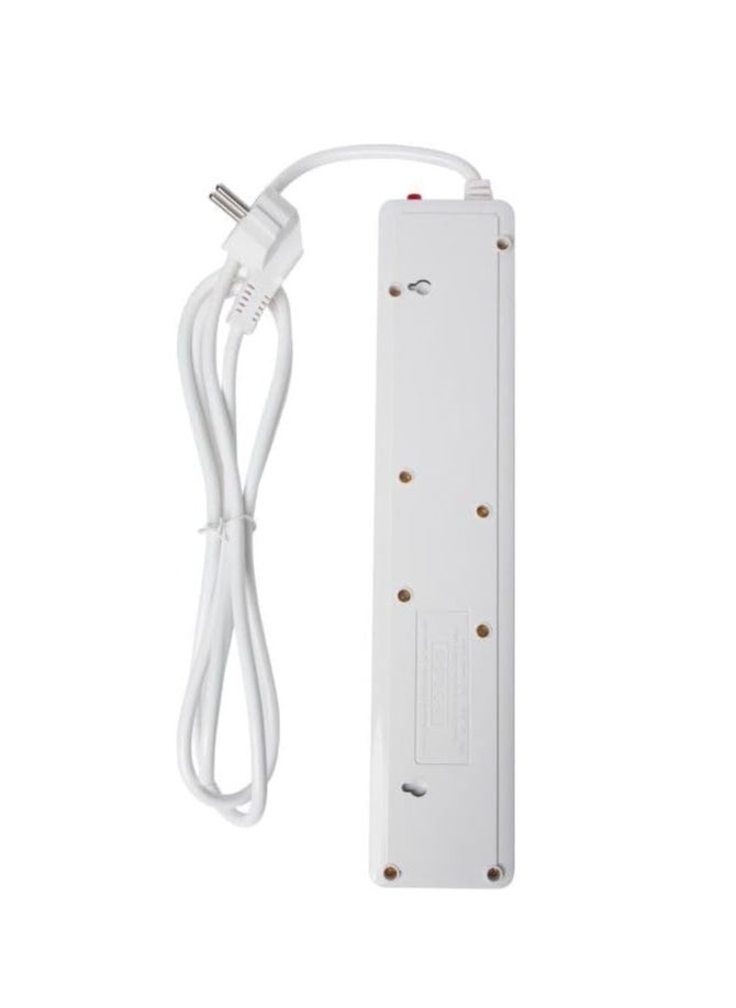 E-Train - E-Train 16A Power Strip with Overload Protection, 4 Outlets + 1 USB + 1 Type-C Charging Port 2.4A 2M - On/Off Switch (PS077) - Image 1