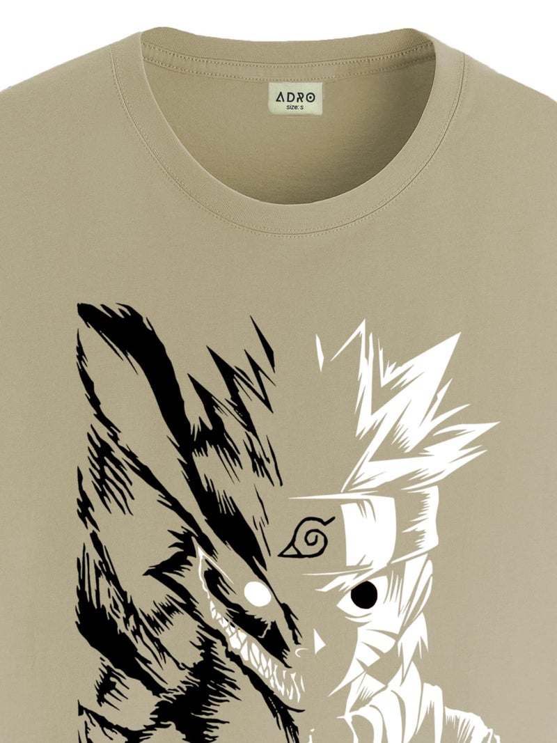 ADRO Mens Anime Naruto T Shirt - Premium Cotton Anime Tshirt - Perfect for Naruto Fans Print and Comfortable Fit Beige T-Shirt|RN24-NRR-BE-M - Image 2