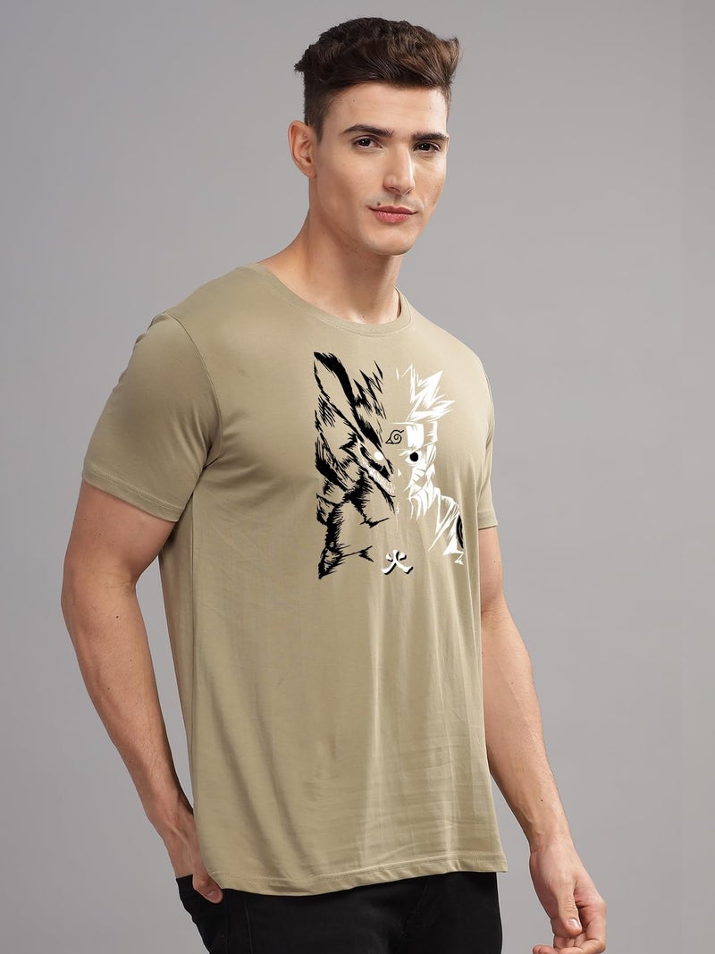 ADRO Mens Anime Naruto T Shirt - Premium Cotton Anime Tshirt - Perfect for Naruto Fans Print and Comfortable Fit Beige T-Shirt|RN24-NRR-BE-M - Image 5