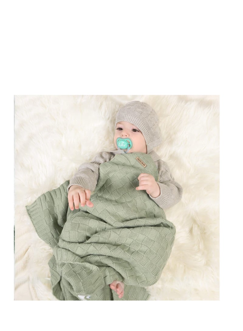 Excefore بطانية أطفال محبوكة، بطانية أطفال محبوكة، بطانيات استقبال الأطفال الرضع، مثالية للمواليد الجدد من الذكور والإناث (أخضر) - Image 3