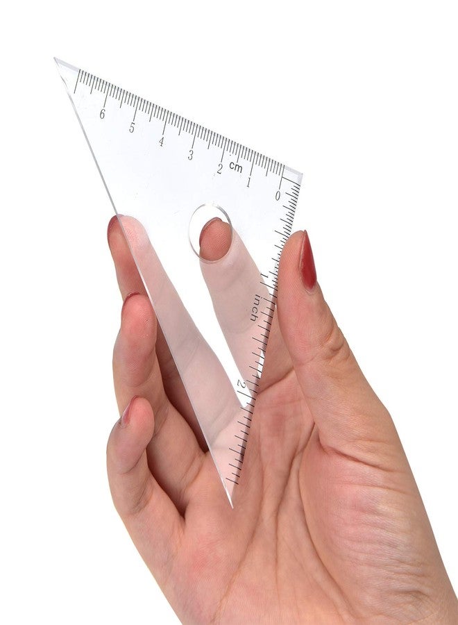 Coopay 4 Pieces Math Geometry Tool Set Includes Plastic Clear Ruler, Protractor, Triangle for School Office Home Supplies (6 inch) - Image 2