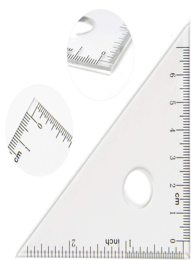 Coopay 4 Pieces Math Geometry Tool Set Includes Plastic Clear Ruler, Protractor, Triangle for School Office Home Supplies (6 inch) - Image 3