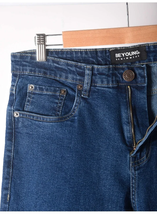 Beyoung cotton lycra Dark Blue Regular Fit Jeans for men