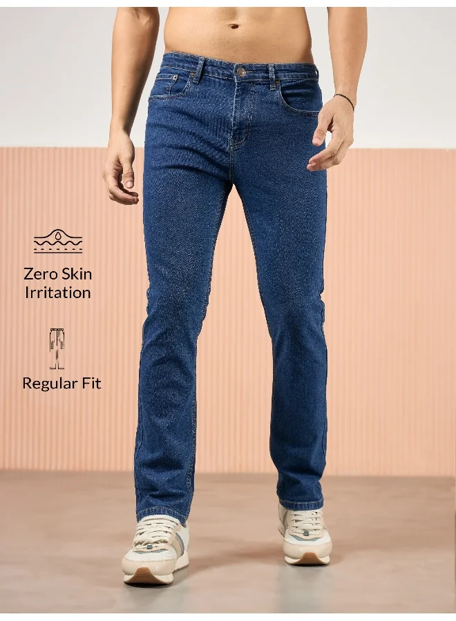 Beyoung cotton lycra Dark Blue Regular Fit Jeans for men