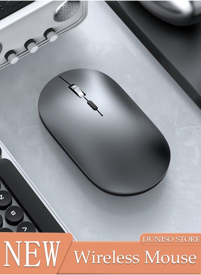 DUNISO ماوس لاسلكي، ماوس نحيف صامت بدون ضوضاء لأجهزة الكمبيوتر المحمول مع محول USB 2.4 جيجا هرتز، ماوس محمول فائق السرعة متوافق مع أجهزة الكمبيوتر الشخصية HP Lenovo ASUS Dell Smart TV  - Image 1
