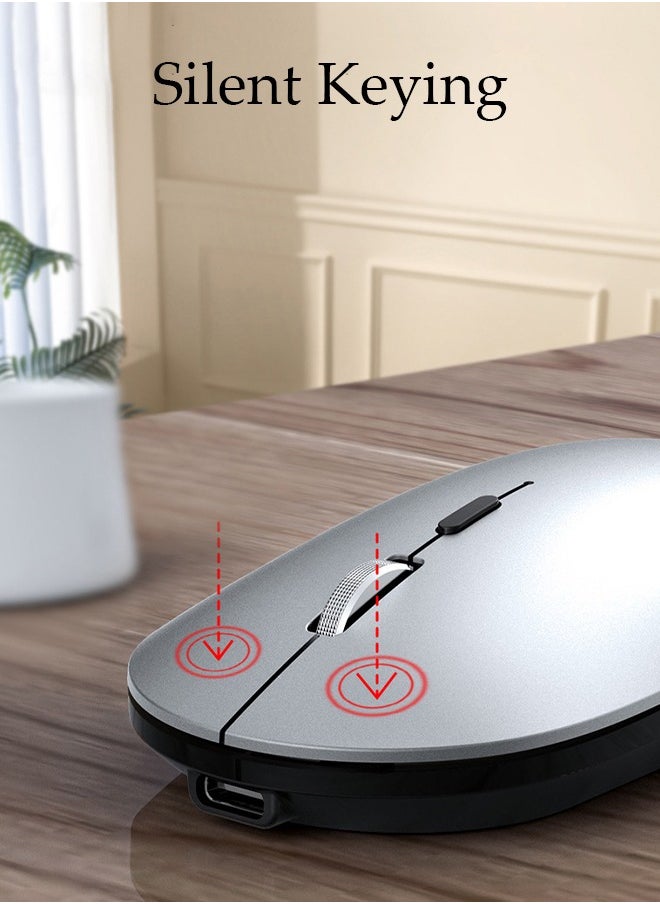 DUNISO ماوس لاسلكي، ماوس نحيف صامت بدون ضوضاء لأجهزة الكمبيوتر المحمول مع محول USB 2.4 جيجا هرتز، ماوس محمول فائق السرعة متوافق مع أجهزة الكمبيوتر الشخصية HP Lenovo ASUS Dell Smart TV  - Image 4
