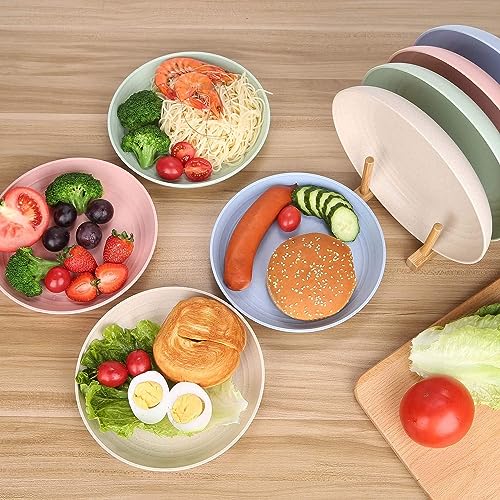 Trifecta Wheat Straw Plates, Unbreakable Dinner Deep Dish, 20 CM Serving Tray, Reusable Fruit/Dessert Plate, Lightweight Salad Plates for Restaturant/Kitchen Dishes Tray (4 PCs, 20 CM) - Image 5