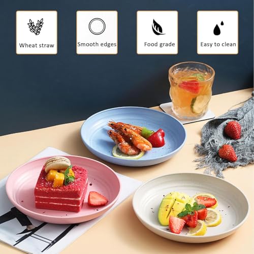 Trifecta Wheat Straw Plates, Unbreakable Dinner Deep Dish, 20 CM Serving Tray, Reusable Fruit/Dessert Plate, Lightweight Salad Plates for Restaturant/Kitchen Dishes Tray (4 PCs, 20 CM) - Image 3