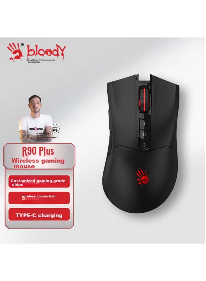 A4tech R90plus Wireless Gaming Mouse For Laptops And Desktop Computers, Pubg Cf Lol Blood Ghost E-sports Mechanical Mouse With Type-c Interface And Rechargeable Battery - Image 1