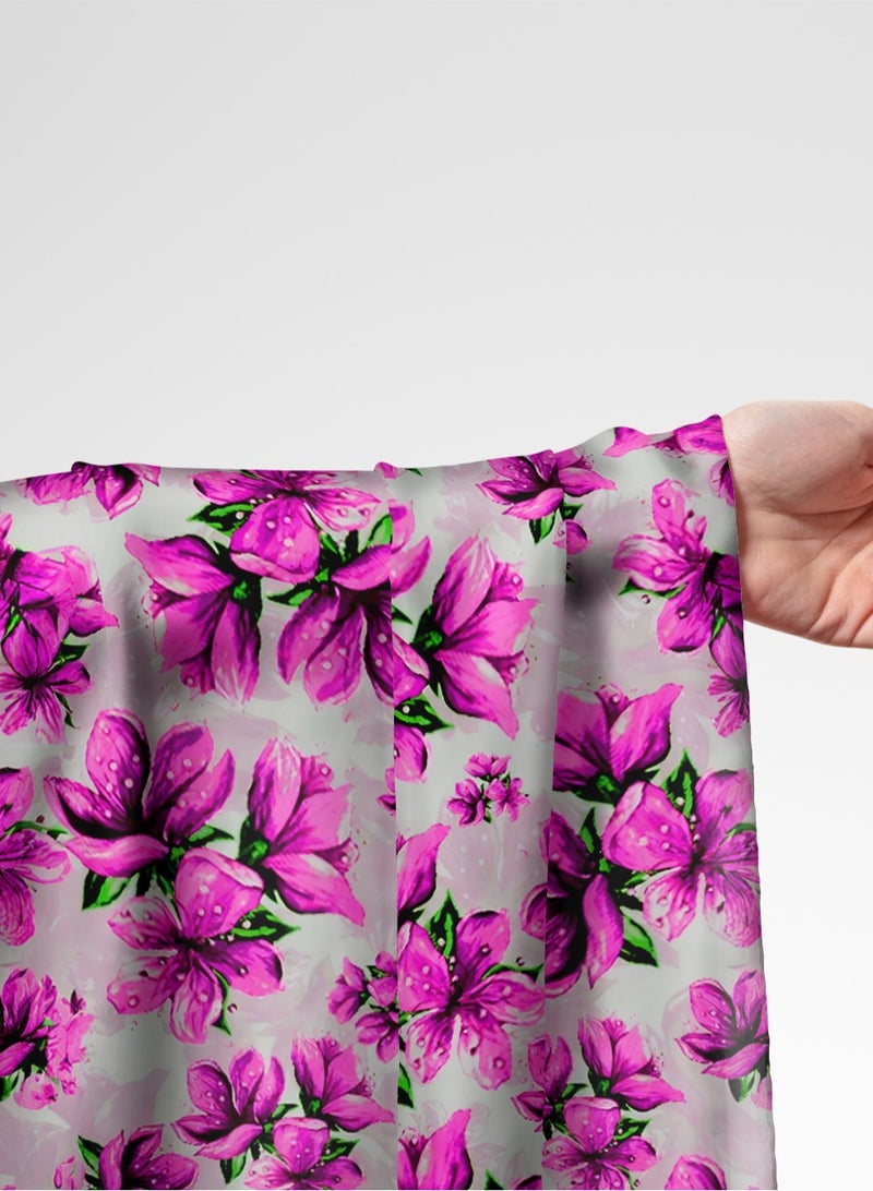 Vellato Al Lail Aramny Silk Fabric By The Yard Pink Green Floral Pattern Jalabiya Makhweer Dressmaking 58 Inches Width - Image 1