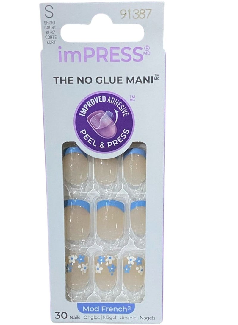KISS imPRESS THE NO GLUE MANI Mod French 30 Nails IFM01C Snooze Size S - Image 1