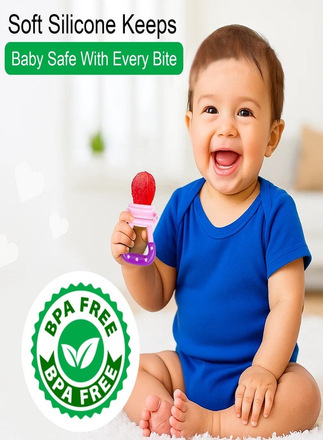 GLUN® Soft Teether for Infant Baby Pack of 4 Silicone Baby Feeder, Food & Fruit Feeder for 3 to 12 Months, BPA Free Anti Choking Fruit Pacifier - Image 2
