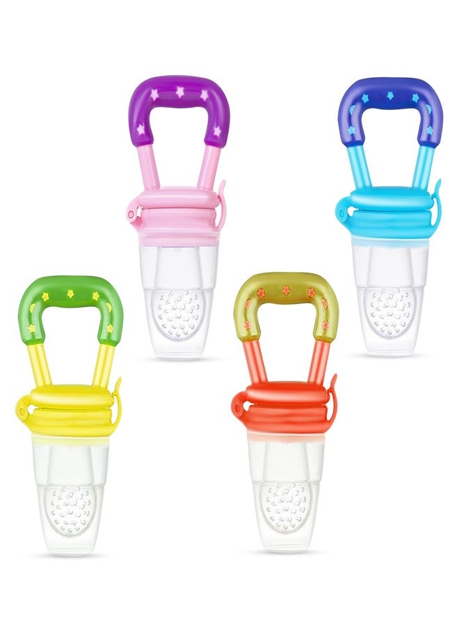 GLUN® Soft Teether for Infant Baby Pack of 4 Silicone Baby Feeder, Food & Fruit Feeder for 3 to 12 Months, BPA Free Anti Choking Fruit Pacifier - Image 1