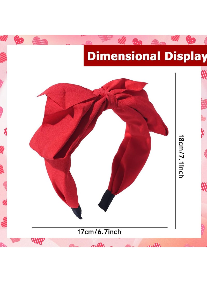 Oasisgalore Red Bow Headband - Handmade Wide Turban Hair Band - Non-Slip Fashion Hair Hoop for Women & Girls - Image 2