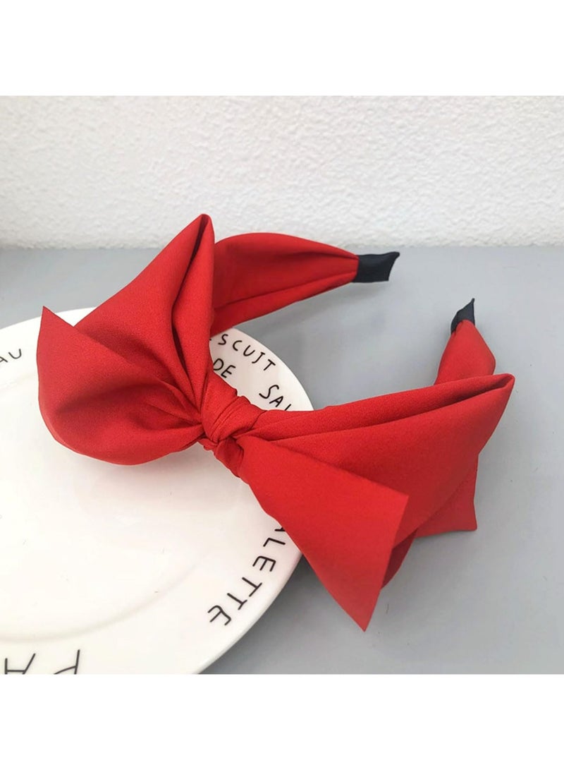 Oasisgalore Red Bow Headband - Handmade Wide Turban Hair Band - Non-Slip Fashion Hair Hoop for Women & Girls - Image 5