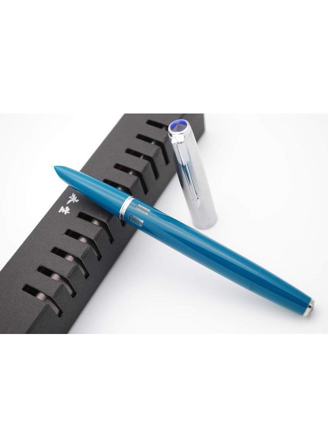 czxwyst 2019 New Version 601 Steel Cap Vacumatic Double Bead Fountain Pen (Blue-Green With Ink Window)  - Image 2
