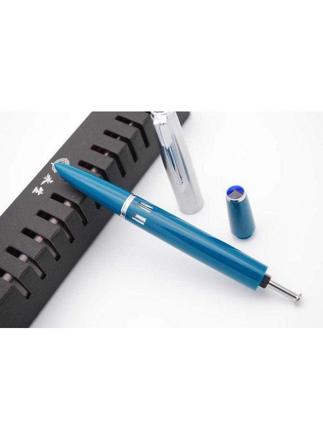 czxwyst 2019 New Version 601 Steel Cap Vacumatic Double Bead Fountain Pen (Blue-Green With Ink Window)  - Image 3