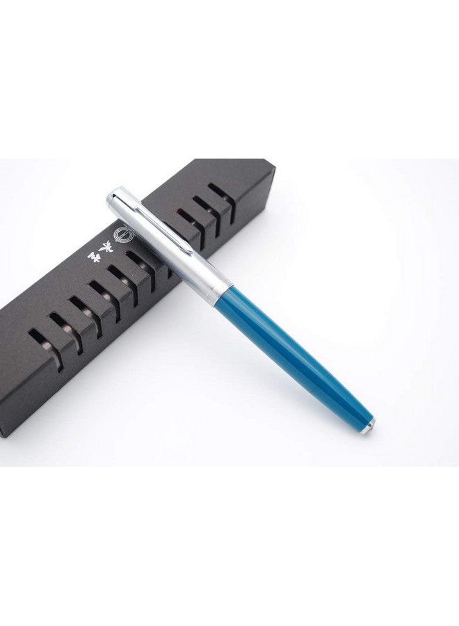 czxwyst 2019 New Version 601 Steel Cap Vacumatic Double Bead Fountain Pen (Blue-Green With Ink Window)  - Image 1