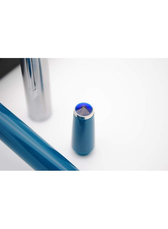 czxwyst 2019 New Version 601 Steel Cap Vacumatic Double Bead Fountain Pen (Blue-Green With Ink Window)  - Image 4